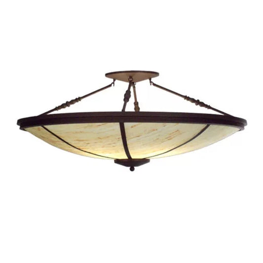 2nd Ave Lighting Commerce 46" 4-Light Travertine Idalight Diffuser Cafe Noir Semi-Flush Mount Lighting