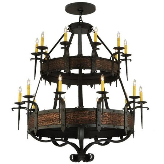 2nd Ave Lighting Costello 47.5" Wide 20 Light Two Tier Chandelier in Blackened Oil Rubbed Bronze