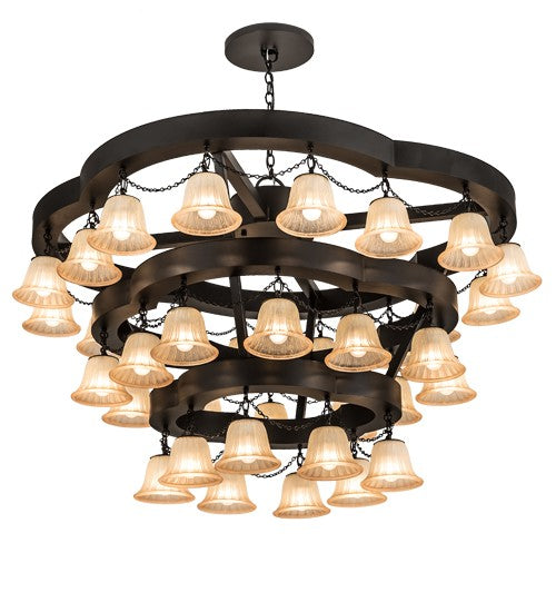 2nd Ave Lighting Cretella 60" Wide Three Tier 36 Light Chandelier in Solar Black