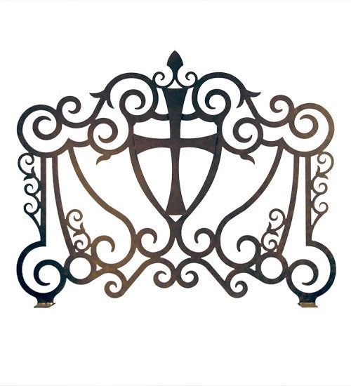 2nd Ave Lighting Cross With Crest 42" Wide Fireplace Screen in Cajun Spice Finish