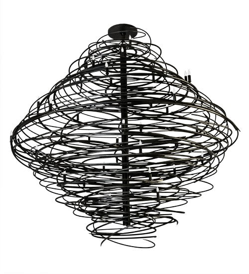 2nd Ave Lighting Cyclone 79" Wide 36 LT Chandelier in Black Silver Overspray Finish
