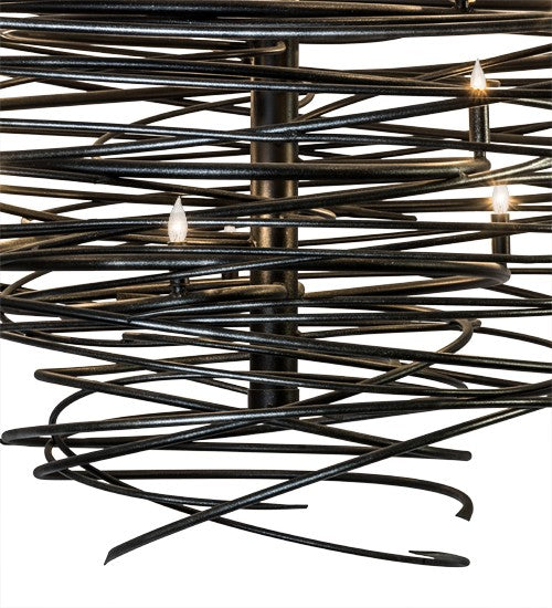 2nd Ave Lighting Cyclone 79" Wide 36 LT Chandelier in Black Silver Overspray Finish