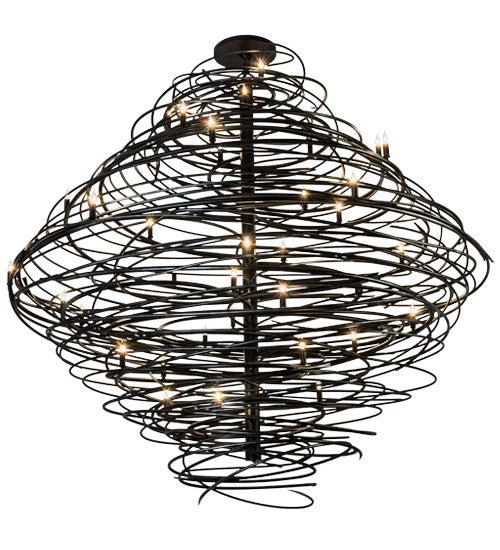 2nd Ave Lighting Cyclone 79" Wide 36 LT Chandelier in Black Silver Overspray Finish