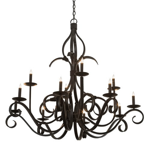 2nd Ave Lighting Cypress 48" Wide 12 Light Chandelier in Satin Black Finish