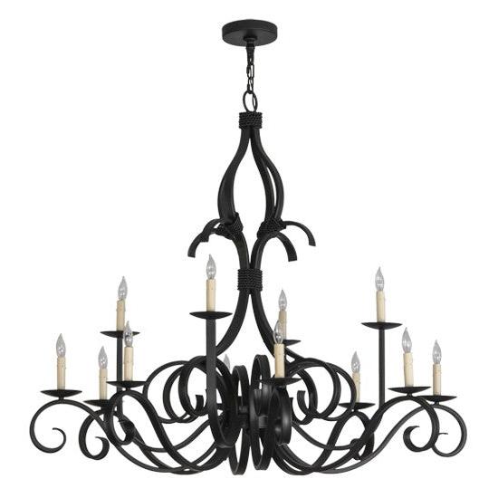 2nd Ave Lighting Cypress 48" Wide 12 Light Chandelier in Satin Black Wrought Iron Finish