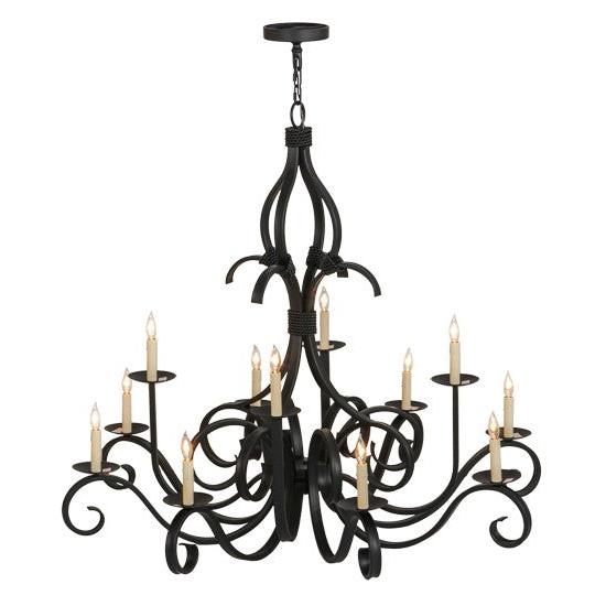 2nd Ave Lighting Cypress 48" Wide 12 Light Chandelier in Satin Black Wrought Iron Finish