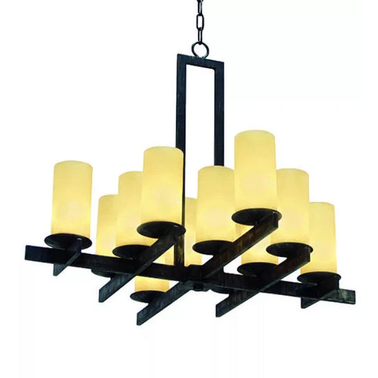 2nd Ave Lighting Dante 36" 12-Light E12 Base Provostone Idalight Lens Blackwash Chandelier