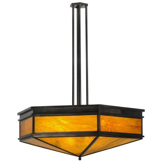 2nd Ave Lighting Davis Street 45" Octagon Inverted Pendant With Craftsman Brown on Waxed Brass Finish