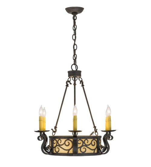 2nd Ave Lighting Delano 24" Wide 6 LT Chandelier in Chestnut Finish