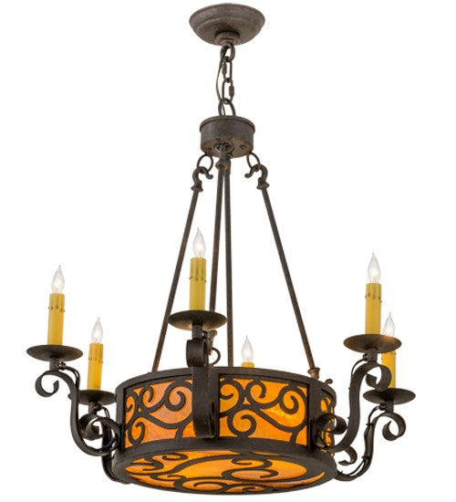 2nd Ave Lighting Delano 26" Wide 6 Light Chandelier in Textured Chestnut Finish