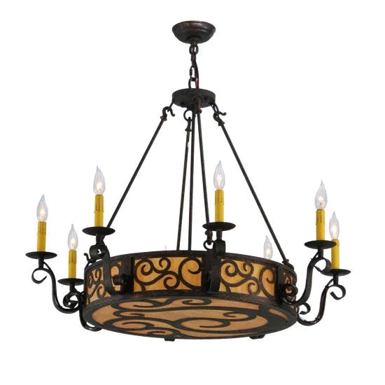 2nd Ave Lighting Delano 36" 8-Light Hand-Forged Iron Hardware Cajun Spice Finish Chandelier
