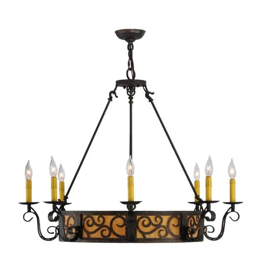 2nd Ave Lighting Delano 36" 8-Light Hand-Forged Iron Hardware Cajun Spice Finish Chandelier