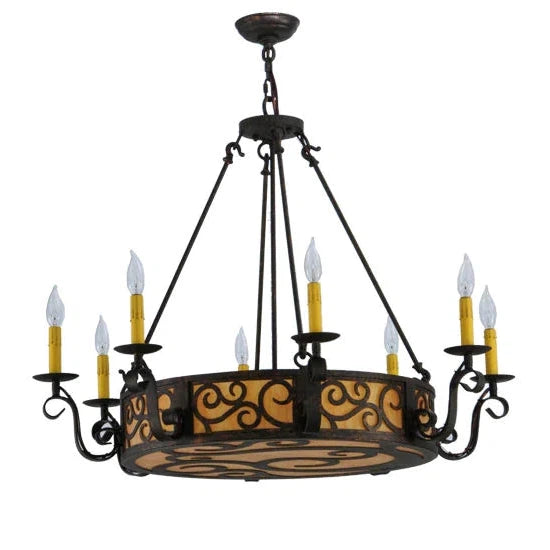 2nd Ave Lighting Delano 36" 8-Light Hand-Forged Iron Hardware Cajun Spice Finish Chandelier
