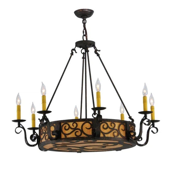 2nd Ave Lighting Delano 36" 8-Light Hand-Forged Iron Hardware Cajun Spice Finish Chandelier