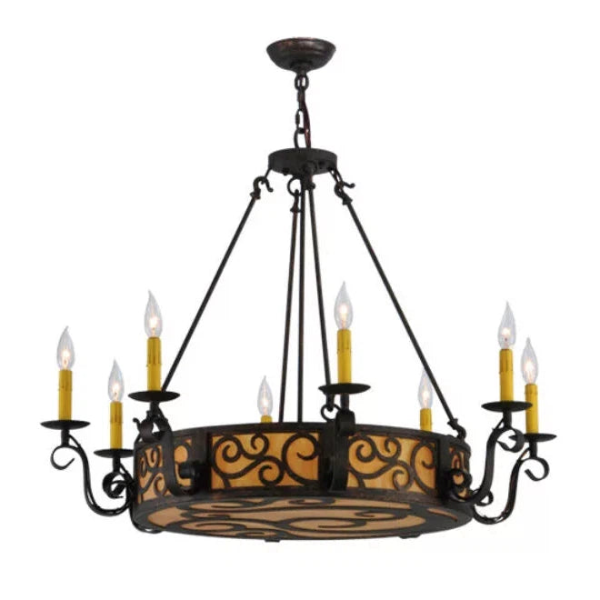 2nd Ave Lighting Delano 36" 8-Light Hand-Forged Iron Hardware Cajun Spice Finish Chandelier