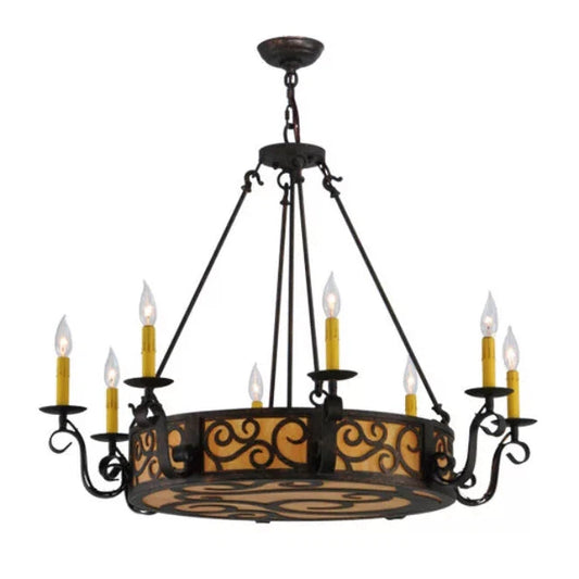 2nd Ave Lighting Delano 36" 8-Light Hand-Forged Iron Hardware Cajun Spice Finish Chandelier
