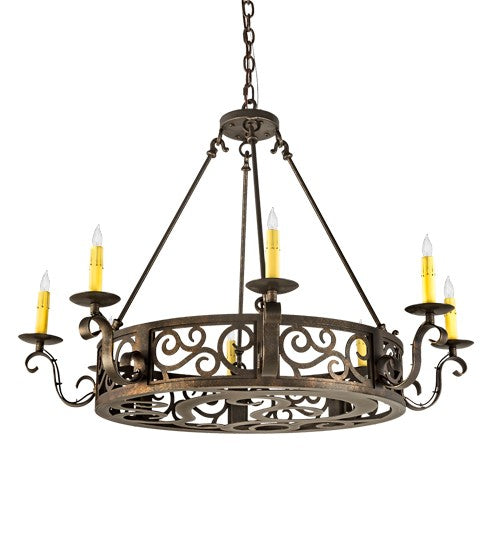 2nd Ave Lighting Delano 36" Wide 8 Light Chandelier in Gilded Tobacco Finish