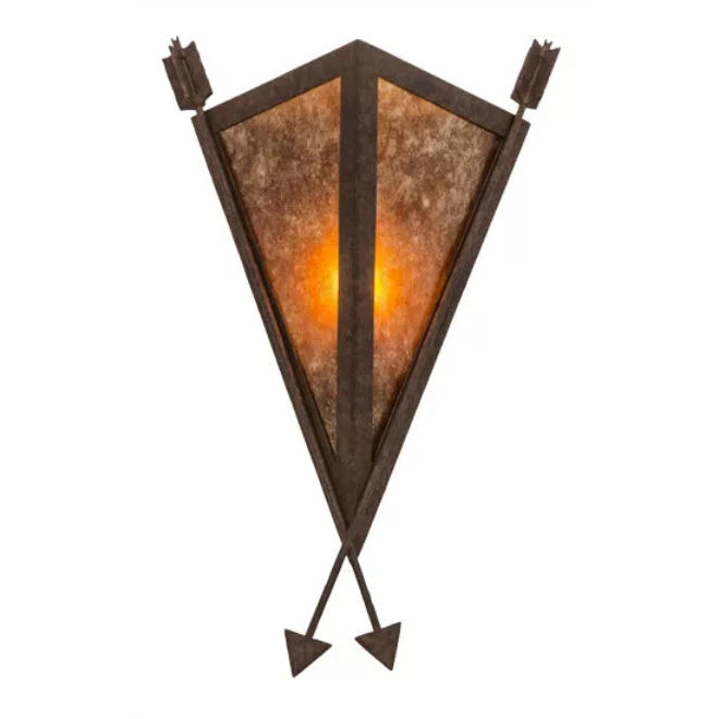 2nd Ave Lighting Desert Arrow 12" 1-Light E12 Base Amber Mica Shade Rusty Nail Wall Sconce