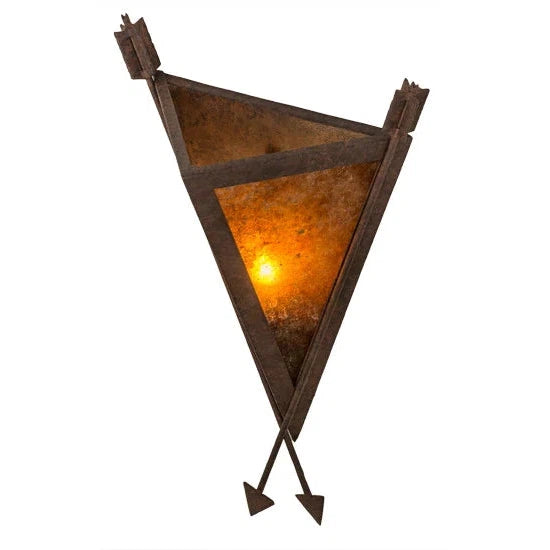 2nd Ave Lighting Desert Arrow 12" 1-Light E12 Base Amber Mica Shade Rusty Nail Wall Sconce