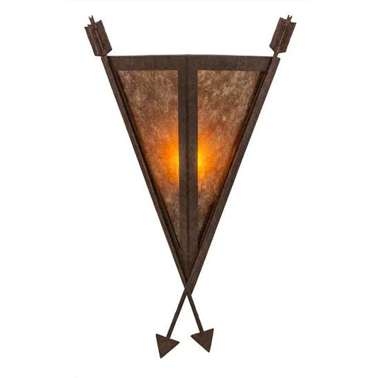 2nd Ave Lighting Desert Arrow 12" 1-Light E12 Base Amber Mica Shade Rusty Nail Wall Sconce