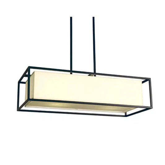 2nd Ave Lighting Diahanne 36" Natural Textrene Shade Blackwash Metal Oblong Pendant