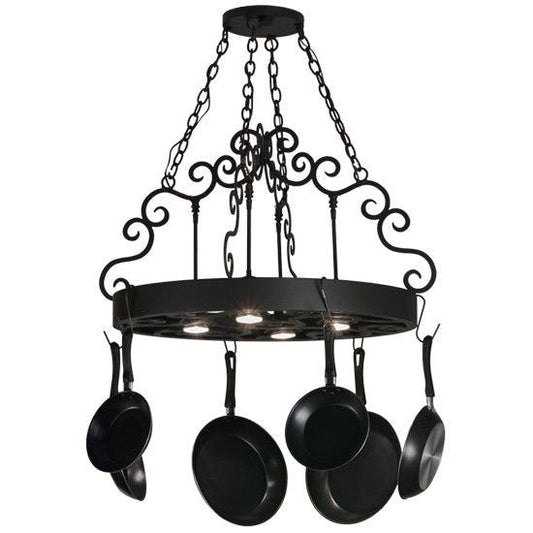 2nd Ave Lighting Dior 32" Wide 4 LT Pot Rack in Wrought Iron Finish