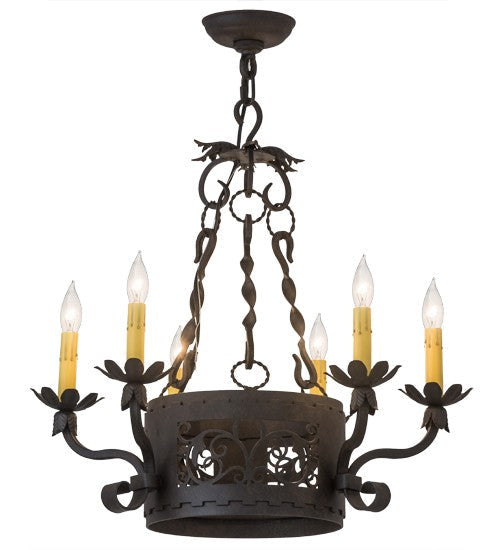 2nd Ave Lighting Dragone 24" Wide 6 Light Chandelier in Chestnut Finish