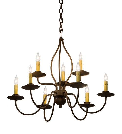 2nd Ave Lighting Earl 28" Wide 9 Light Chandelier in Rustic Iron Finish