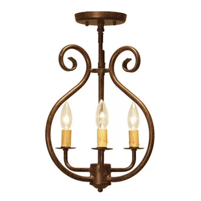 2nd Ave Lighting Easton 12" 3-Light E12 Base Chestnut Flush Mount Light