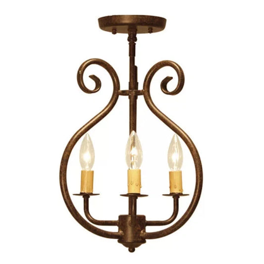 2nd Ave Lighting Easton 12" 3-Light E12 Base Chestnut Flush Mount Light