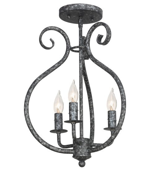 2nd Ave Lighting Easton 12" Wide 3 Light Flushmount in Graphite Pewter Finish