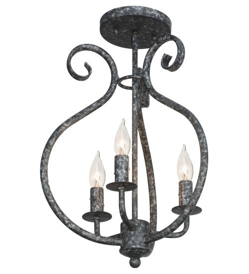 2nd Ave Lighting Easton 12" Wide 3 Light Flushmount in Graphite Pewter Finish