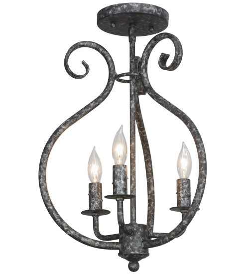 2nd Ave Lighting Easton 12" Wide 3 Light Flushmount in Graphite Pewter Finish