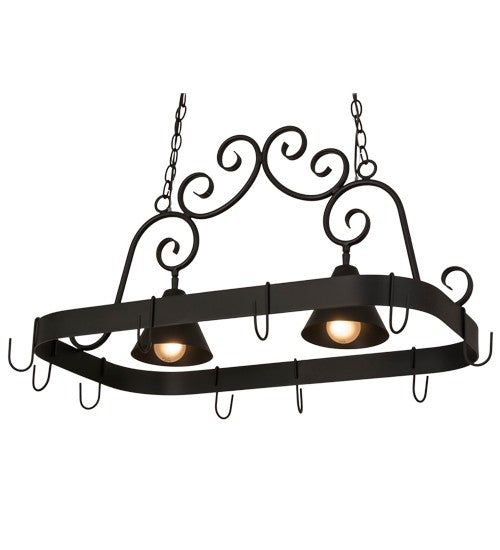 2nd Ave Lighting Elana 32" Long 2 LT Pot Rack in Blackwash Finish