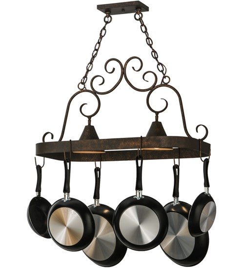 2nd Ave Lighting Elana 32" Long 2 LT Pot Rack in Gilded Tobacco Finish