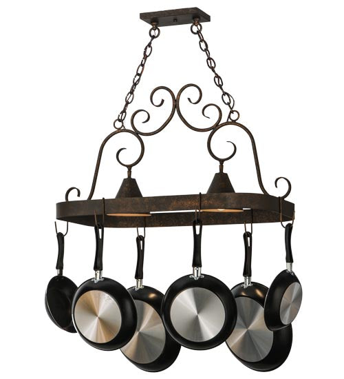 2nd Ave Lighting Elana 32" Long 2 LT Pot Rack in Gilded Tobacco Finish