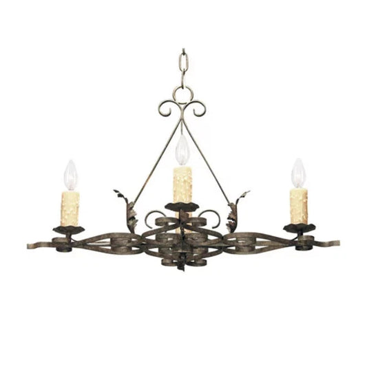 2nd Ave Lighting Elianna 28" 4-Light Honey Amber Faux Candlelights Chestnut Oblong Chandelier