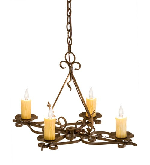 2nd Ave Lighting Elianna 28" Long 4 LT Oblong Chandelier in Rustic Iron Finish