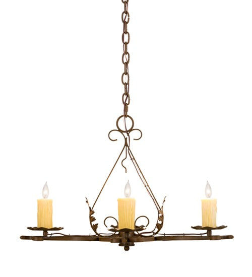 2nd Ave Lighting Elianna 28" Long 4 LT Oblong Chandelier in Rustic Iron Finish