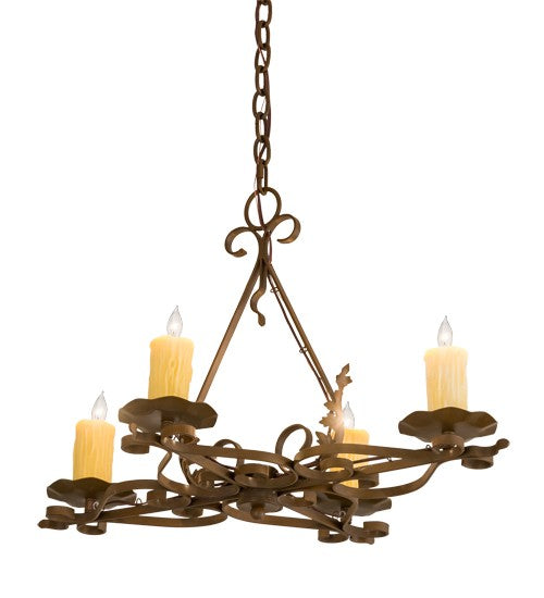 2nd Ave Lighting Elianna 28" Long 4 LT Oblong Chandelier in Rustic Iron Finish