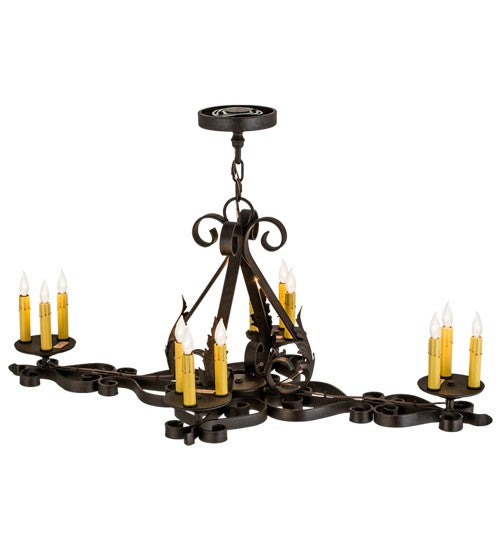 2nd Ave Lighting Elianna 42" Wide 12 LT Oblong Chandelier in Textured Chestnut Finish