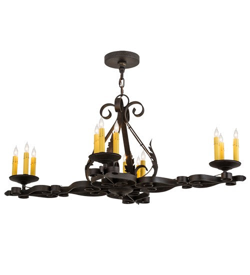 2nd Ave Lighting Elianna 42" Wide 12 LT Oblong Chandelier in Textured Chestnut Finish