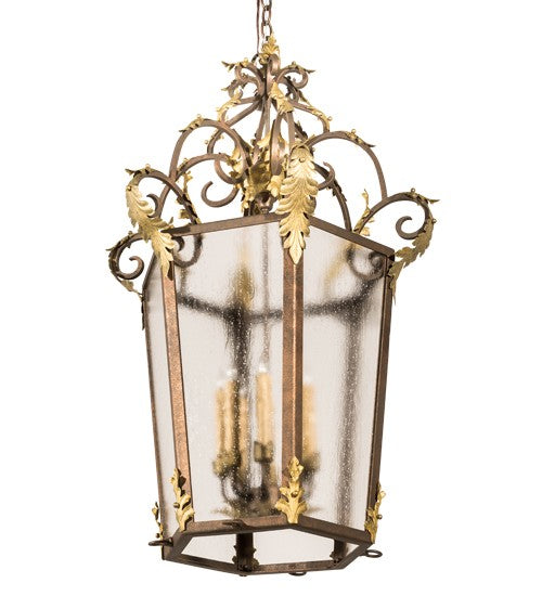 2nd Ave Lighting Elisa 25" Wide 8 Light Pendant in Light Tobacco and Antique Gold Finish