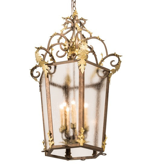 2nd Ave Lighting Elisa 25" Wide 8 Light Pendant in Light Tobacco and Antique Gold Finish