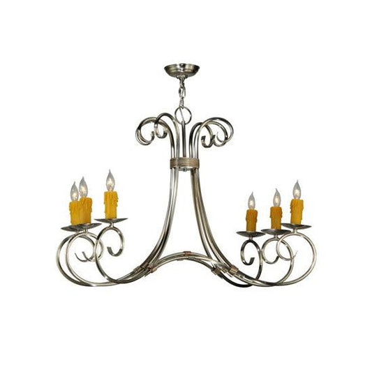 2nd Ave Lighting Elon 34.5" Wide 6 Light Chandelier in Brushed Nickel Finish