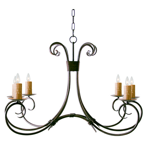 2nd Ave Lighting Elon 36" 6-Amber Faux Candlelights Rusty Nail Oblong Chandelier