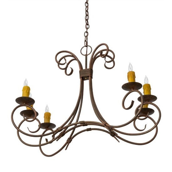 2nd Ave Lighting Elon 36" Long 6 Light Oblong Chandelier in Cortez Gold Finish