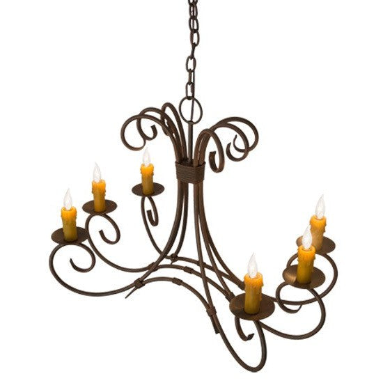 2nd Ave Lighting Elon 36" Long 6 Light Oblong Chandelier in Cortez Gold Finish
