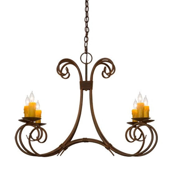 2nd Ave Lighting Elon 36" Long 6 Light Oblong Chandelier in Cortez Gold Finish