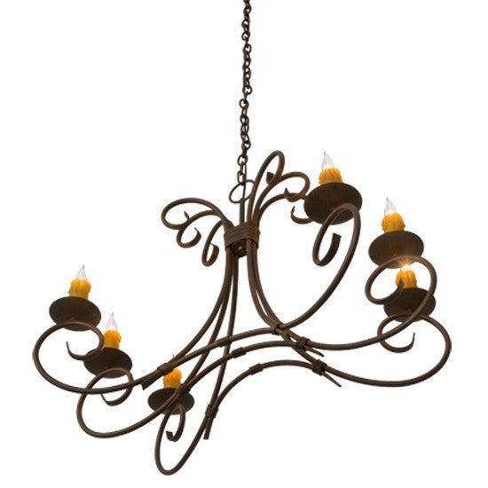 2nd Ave Lighting Elon 36" Long 6 Light Oblong Chandelier in Cortez Gold Finish